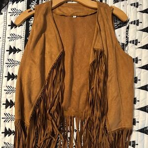 Camel Suede fringe vest